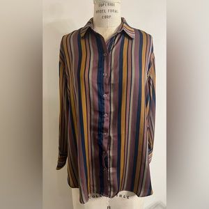 Free People All Smiles Long Sleeve Striped Shirt -Small
